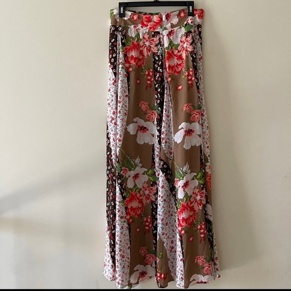 Mixed Print floral Multicolor Ruffle Maxi Skirt - Picture 1 of 5